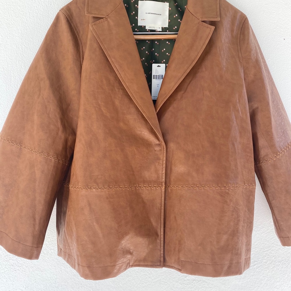 ANTHROPOLOGIE Embroidered Faux Leather Jacket - Picture 8 of 13